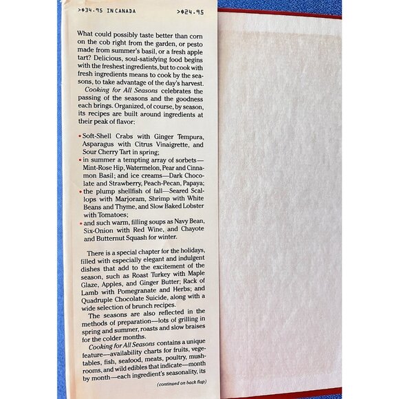 Cooking for All Seasons Jimmy Schmidt 1991 Hardcover Cookbook Recipe Book Food - Picture 4 of 16